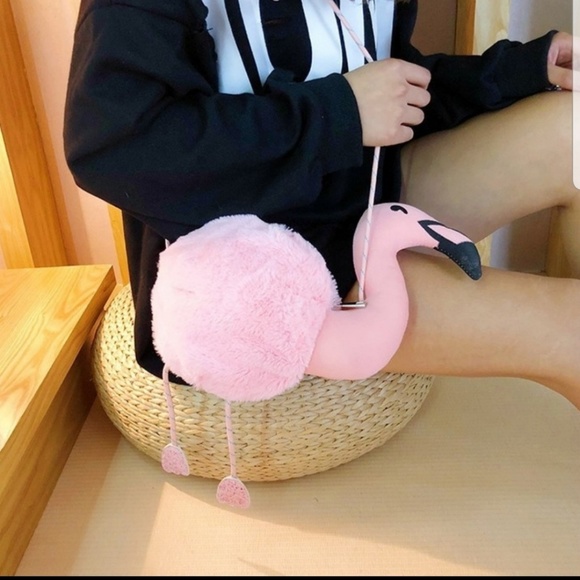 SOLD Flamingo pom pom purse - Picture 5 of 8